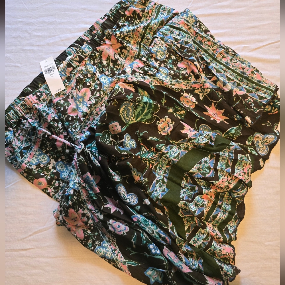 Coldwater Creek Vibrant Floral Patterned Maxi Skirt 2X NWT